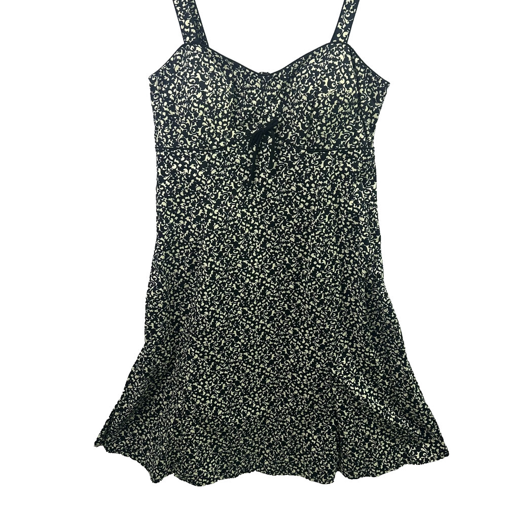 R&K Originals VTG Women's Strap Floral Dress Black/White fit and flare Sz 12